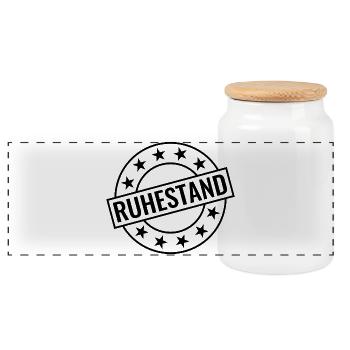 Ruhestand - Panorama Keksdose mit Holzdeckel - Weiß - Vorne