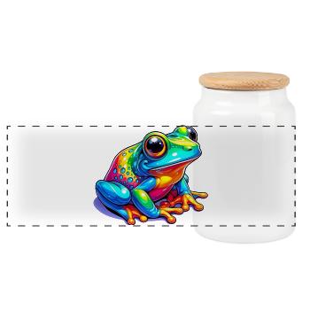 Grenouille - Boîte à biscuits avec couvercle en bois - blanc - Devant