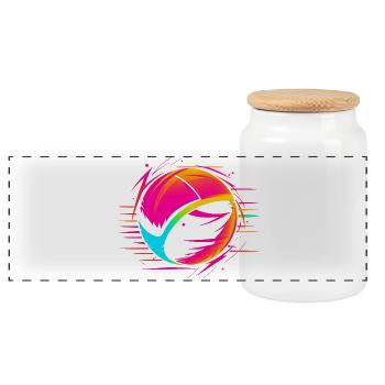 Volleyball Ball Retrowave Look - Panorama Keksdose mit Holzdeckel - Weiß - Vorne