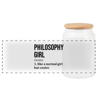 Philosophy - Panoramic Cookie Jar with Wooden Lid - white - Front