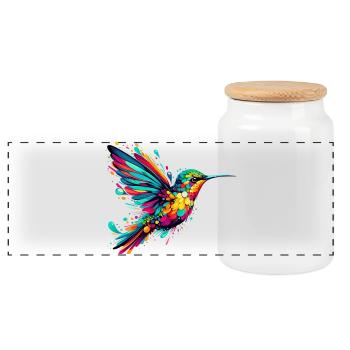 Kolibri - Panorama Keksdose mit Holzdeckel - Weiß - Vorne