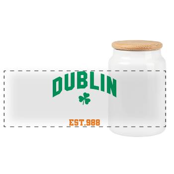 Dublin - Irland - Panorama Keksdose mit Holzdeckel - Weiß - Vorne