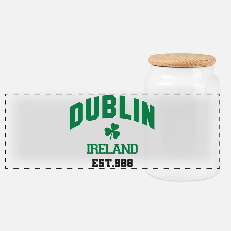 Dublin - Irland - Panorama Keksdose mit Holzdeckel - Weiß