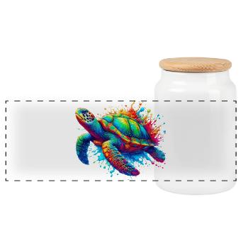 Tortue - Boîte à biscuits avec couvercle en bois - blanc - Devant