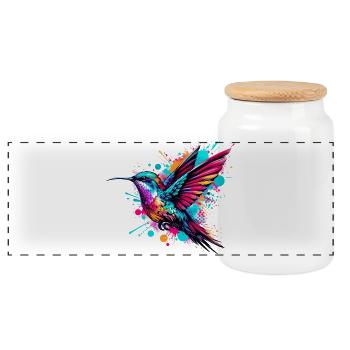 Kolibri - Panorama Keksdose mit Holzdeckel - Weiß - Vorne