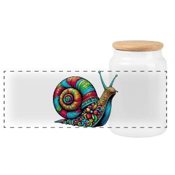 Snail - Panoramic Cookie Jar with Wooden Lid - white - Front