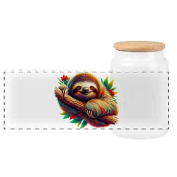 Paresse - Boîte à biscuits avec couvercle en bois - blanc - Devant