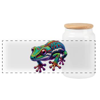 Gecko - Boîte à biscuits avec couvercle en bois - blanc - Devant