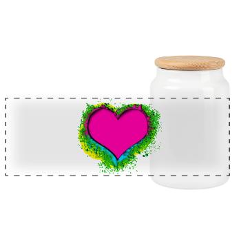 coeur coloré - Boîte à biscuits avec couvercle en bois - blanc - Devant