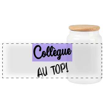 RETRAITE. COLLEGUE - Boîte à biscuits avec couvercle en bois - blanc - Devant