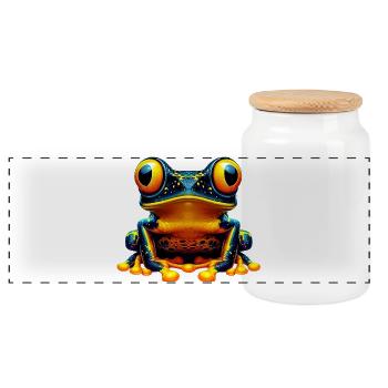 Grenouille - Boîte à biscuits avec couvercle en bois - blanc - Devant