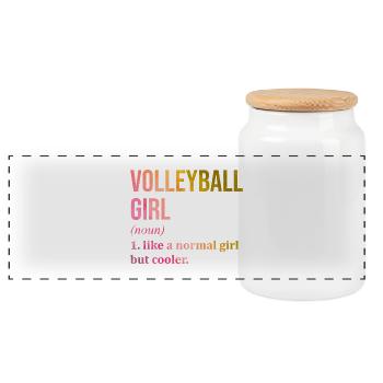volley-ball - Boîte à biscuits avec couvercle en bois - blanc - Devant