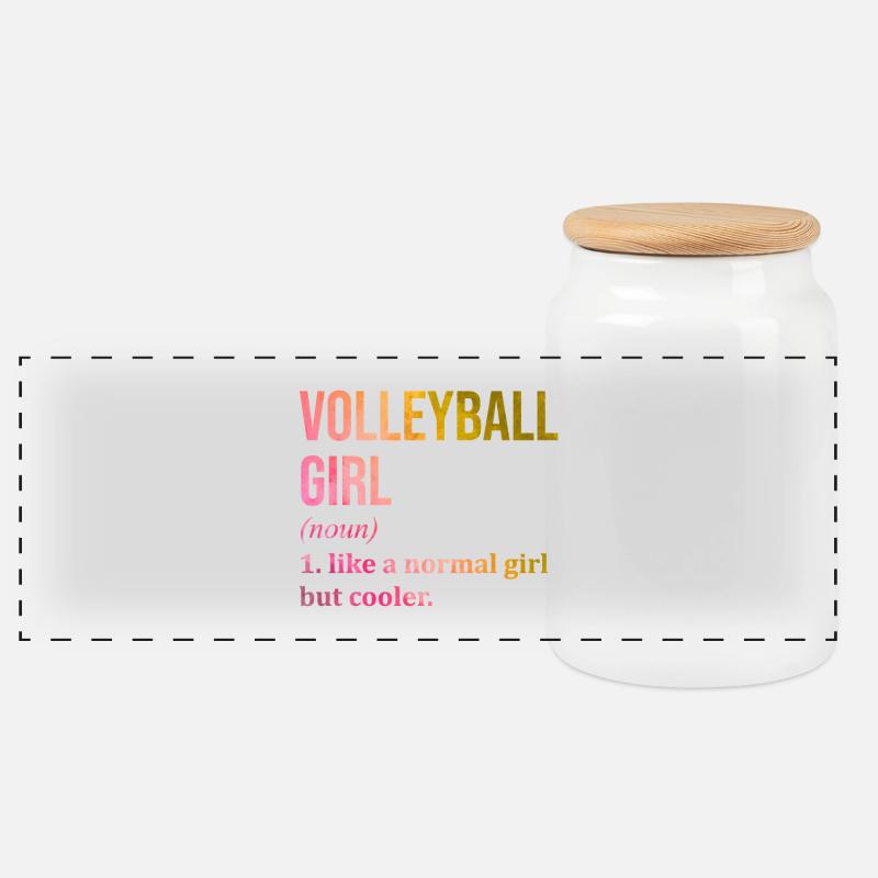 Volleyball - Panorama Keksdose mit Holzdeckel - Weiß