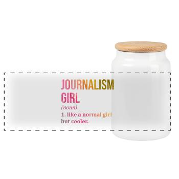 journaliste - Boîte à biscuits avec couvercle en bois - blanc - Devant