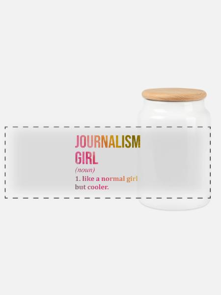 Journalist Journalist Journalist - Panorama Keksdose mit Holzdeckel - Weiß