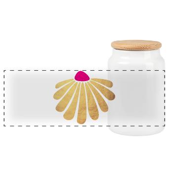 Fleur d’or Yoga Décoration Printemps Rose - Boîte à biscuits avec couvercle en bois - blanc - Devant