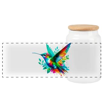 Kolibri - Panorama Keksdose mit Holzdeckel - Weiß - Vorne