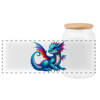 Drache - Panorama Keksdose mit Holzdeckel - Weiß - Vorne