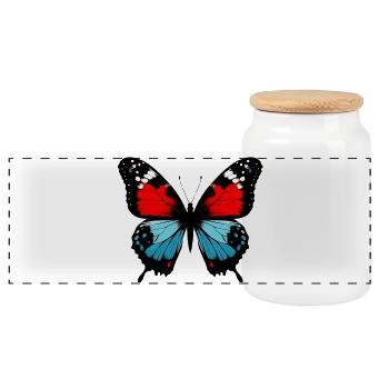 Papillon - Boîte à biscuits avec couvercle en bois - blanc - Devant