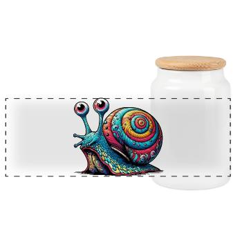Snail - Panoramic Cookie Jar with Wooden Lid - white - Front