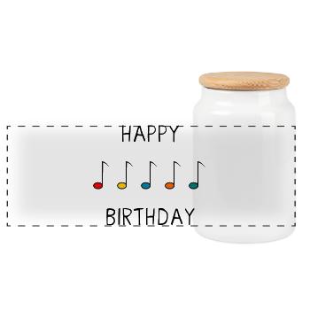 HAPPY BIRTHDAY. JOYEUX ANNIVERSAIRE. ANNIVERSAIRE. - Boîte à biscuits avec couvercle en bois - blanc - Devant