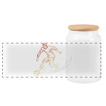 Joueur de football Croquis Vintage - Boîte à biscuits avec couvercle en bois - blanc - Devant