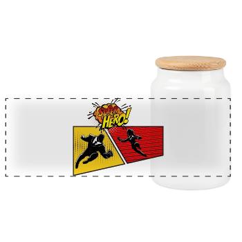 Panneau Pop Art Super-héros - Boîte à biscuits avec couvercle en bois - blanc - Devant