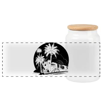 Railroad - Panoramic Cookie Jar with Wooden Lid - white - Front