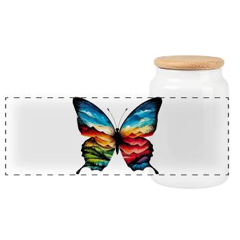 Papillon - Boîte à biscuits avec couvercle en bois - blanc - Devant