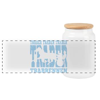 Trotters on the way to the goal - Panoramic Cookie Jar with Wooden Lid - white - Front
