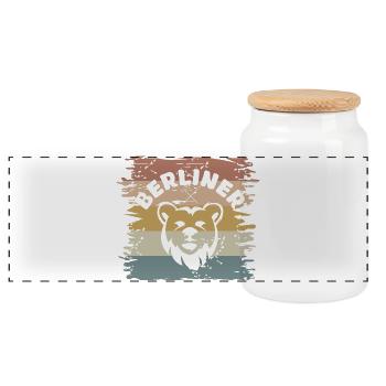 Rétro Berlin Ours Bande dessinée Dessin animé Logo Symbole Vintage - Boîte à biscuits avec couvercle en bois - blanc - Devant