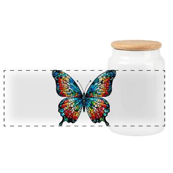 Schmetterling - Panorama Keksdose mit Holzdeckel - Weiß - Vorne