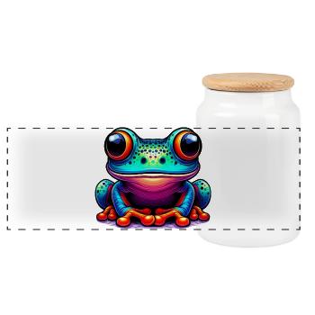 Grenouille - Boîte à biscuits avec couvercle en bois - blanc - Devant
