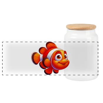 Clownfish - Panoramic Cookie Jar with Wooden Lid - white - Front