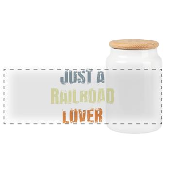 Railway lovers - Panoramic Cookie Jar with Wooden Lid - white - Front