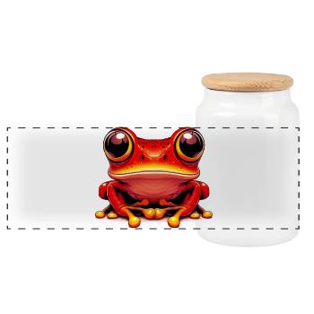 Frog - Panoramic Cookie Jar with Wooden Lid - white - Front