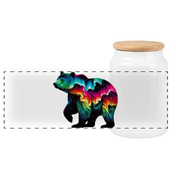 Ours - Boîte à biscuits avec couvercle en bois - blanc - Devant