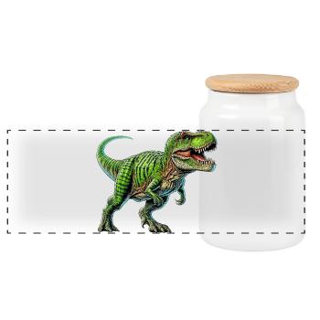 Dinosaurier - Panorama Keksdose mit Holzdeckel - Weiß - Vorne