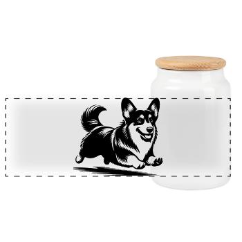 Corgi gallois - Boîte à biscuits avec couvercle en bois - blanc - Devant