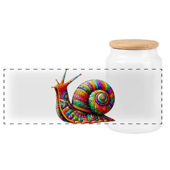 Schnecke - Panorama Keksdose mit Holzdeckel - Weiß - Vorne