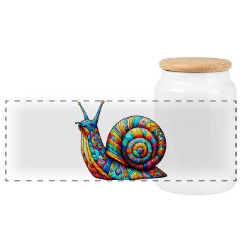 Schnecke - Panorama Keksdose mit Holzdeckel - Weiß - Vorne