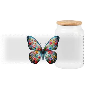 Schmetterling - Panorama Keksdose mit Holzdeckel - Weiß - Vorne