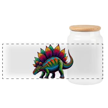 Dinosaure - Boîte à biscuits avec couvercle en bois - blanc - Devant