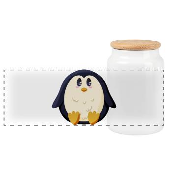 Pingouin potelé - Boîte à biscuits avec couvercle en bois - blanc - Devant