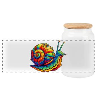 Snail - Panoramic Cookie Jar with Wooden Lid - white - Front
