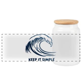 Vague Keep It Simple - Boîte à biscuits avec couvercle en bois - blanc - Devant