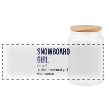 Snowboard - Panorama Keksdose mit Holzdeckel - Weiß - Vorne