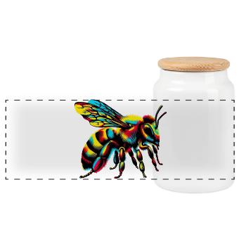 Abeille - Boîte à biscuits avec couvercle en bois - blanc - Devant