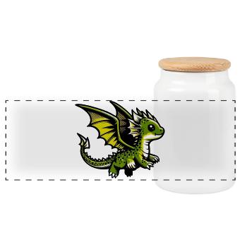 Dragon - Panoramic Cookie Jar with Wooden Lid - white - Front