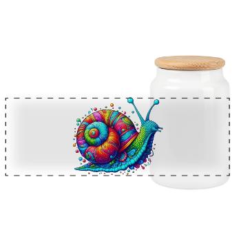 Schnecke - Panorama Keksdose mit Holzdeckel - Weiß - Vorne